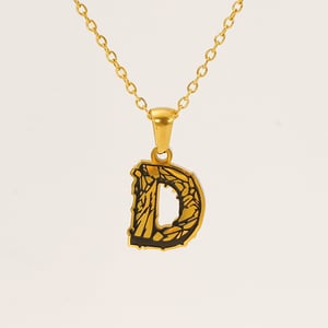 1 Piece Classic Bark Grain Unique Letter D Stainless Steel  Gold Color Unisex Pendant Necklaces h5 